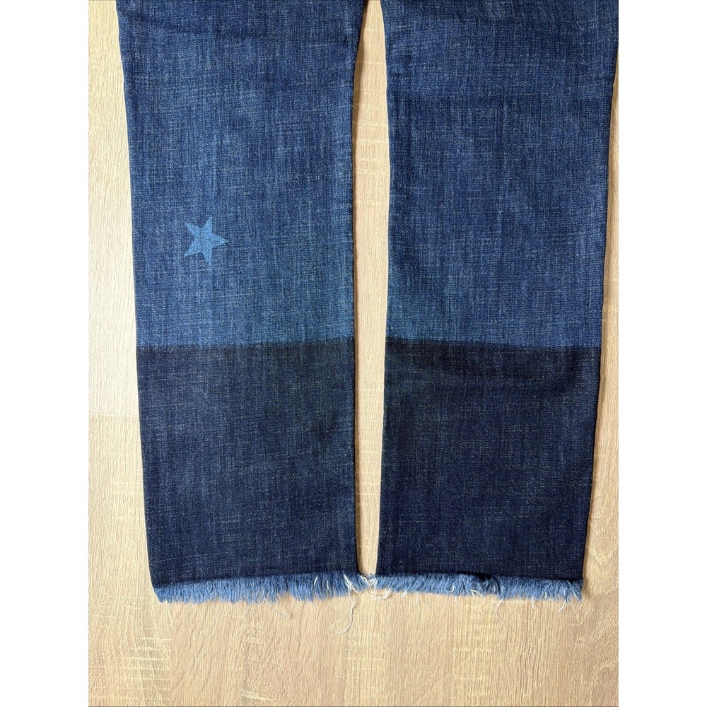 Cabi Slim Boyfriend Jeans Womens Size 6 Blue Star Print Colorblock Raw Hem 3937 - Picture 6 of 8